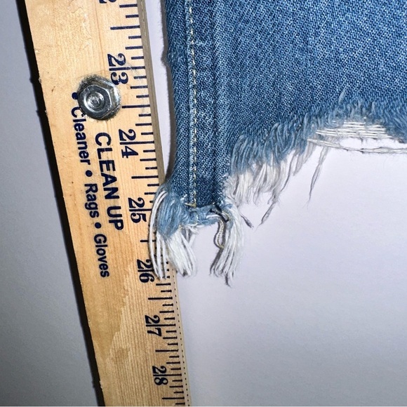 Free People Maggie Straight Leg Jeans Medium Wash Blue Button Fly Distress Sz 28 - Picture 6 of 10